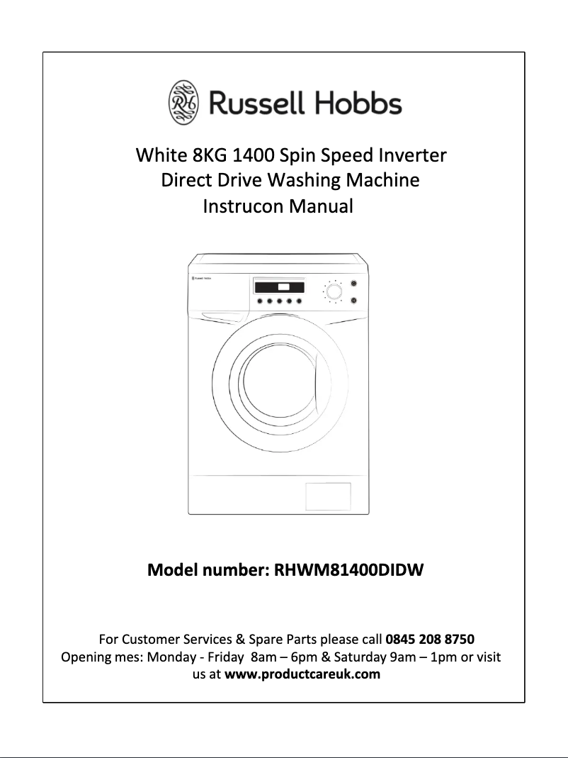 Page n°1 - Manuel utilisateur Russell Hobbs RHWM81400DIDB
