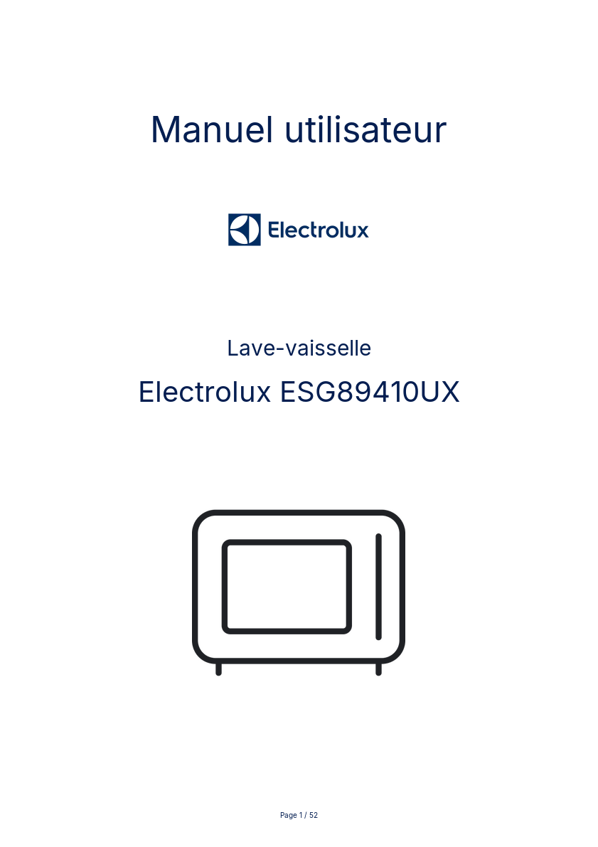Page n°1 - Manuel utilisateur Electrolux ESG89410UX