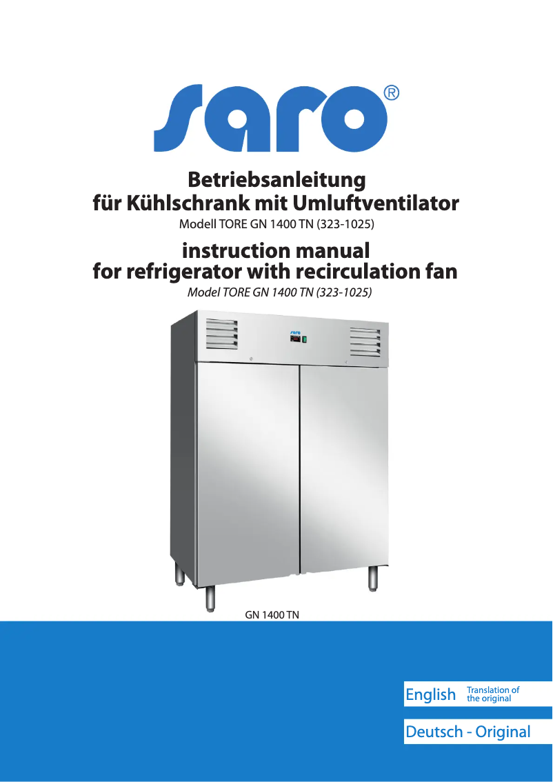 Página 1 del manual Manual de usuario Saro TORE GN 1400 TN