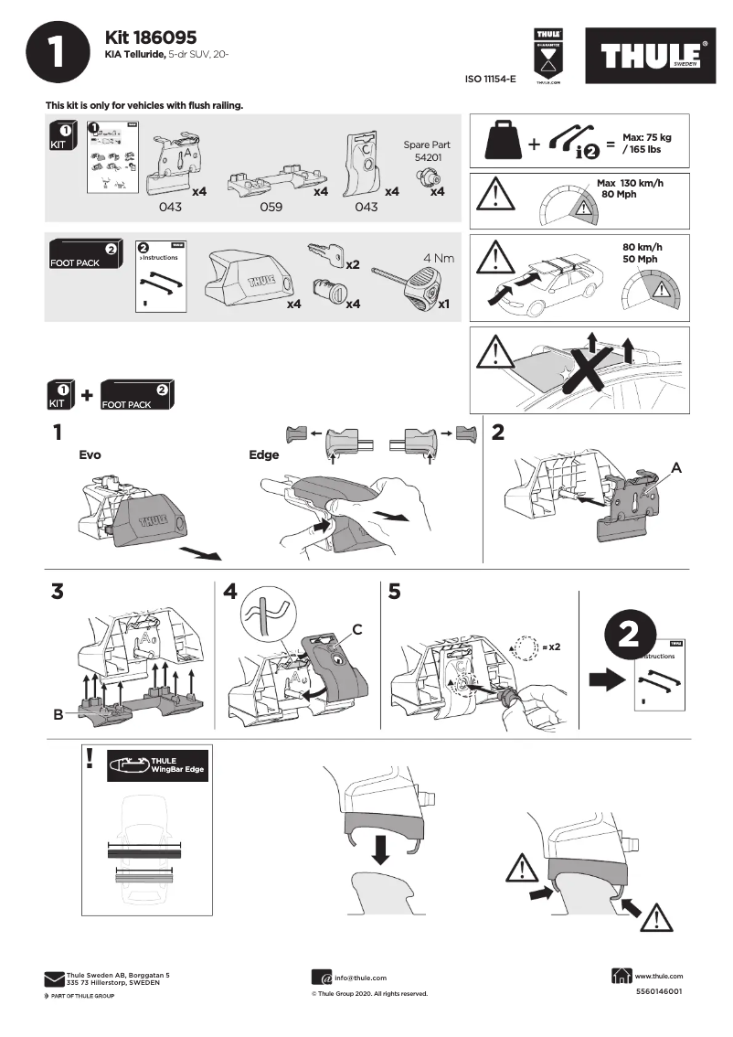 Page 1 de la notice Manuel utilisateur Thule Kit 186095