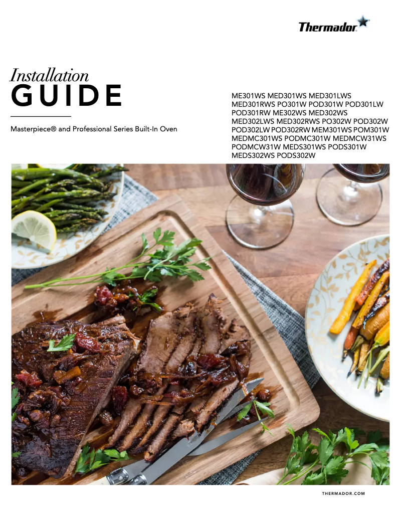 Page 1 de la notice Guide d'installation Thermador PODS301W