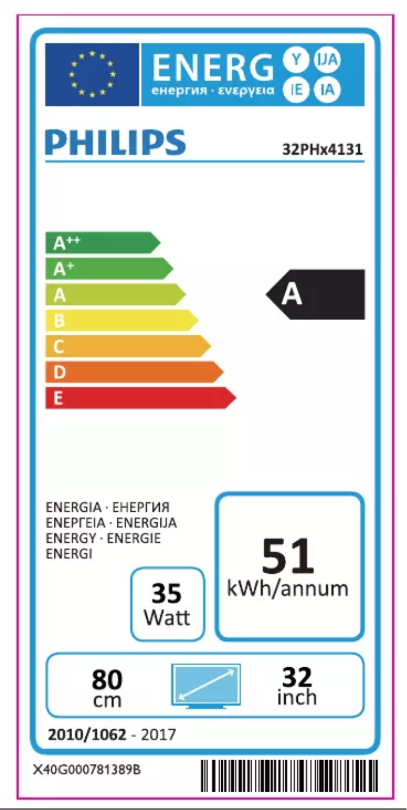Page n°1 - Label énergétique Philips 32PHS4131