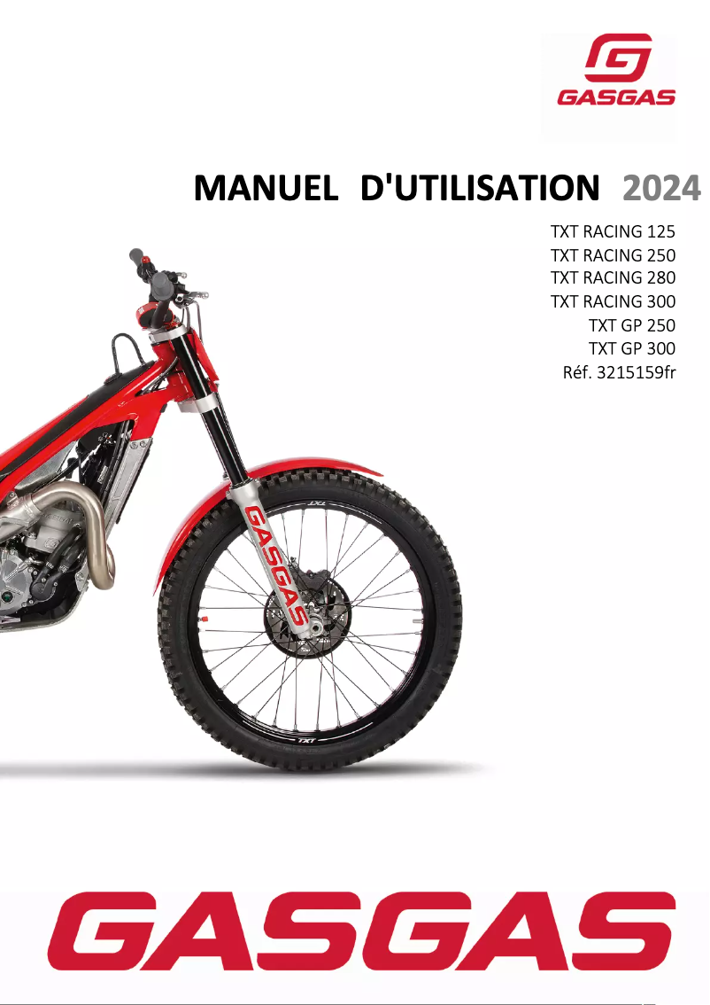 Image de la première page du manuel de l'appareil TXT Racing 125 (2024)