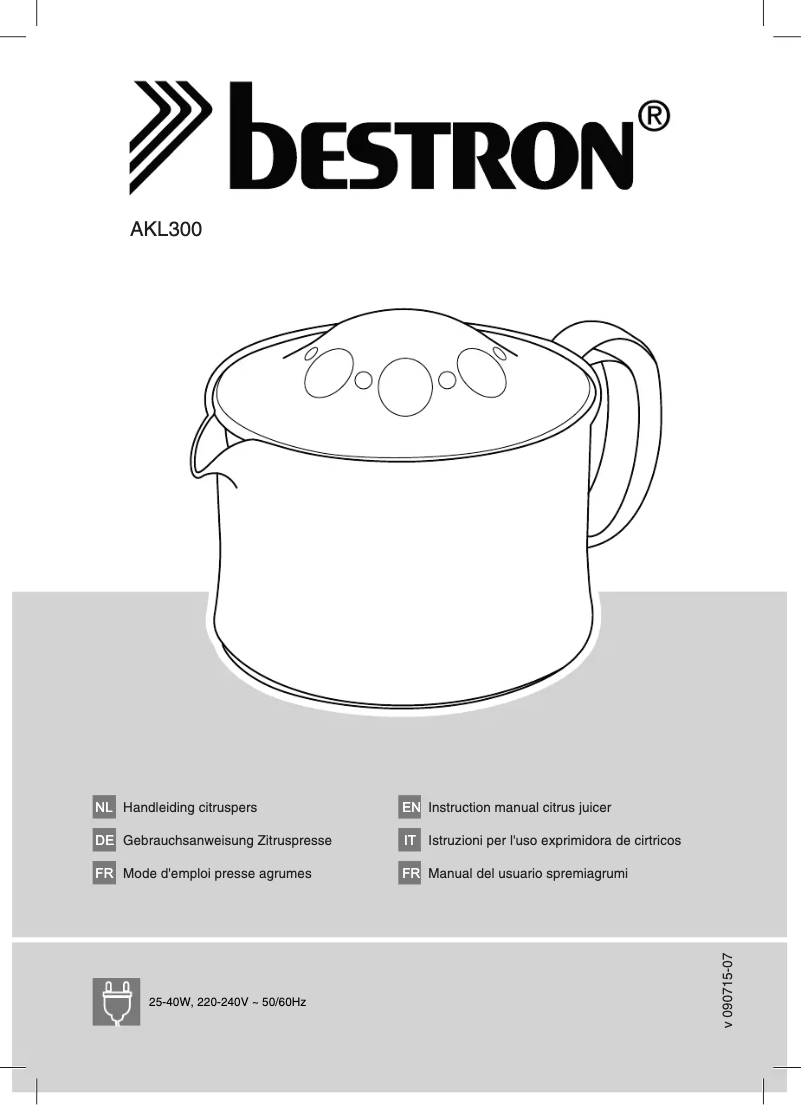 Page 1 de la notice Manuel utilisateur Bestron AKL300