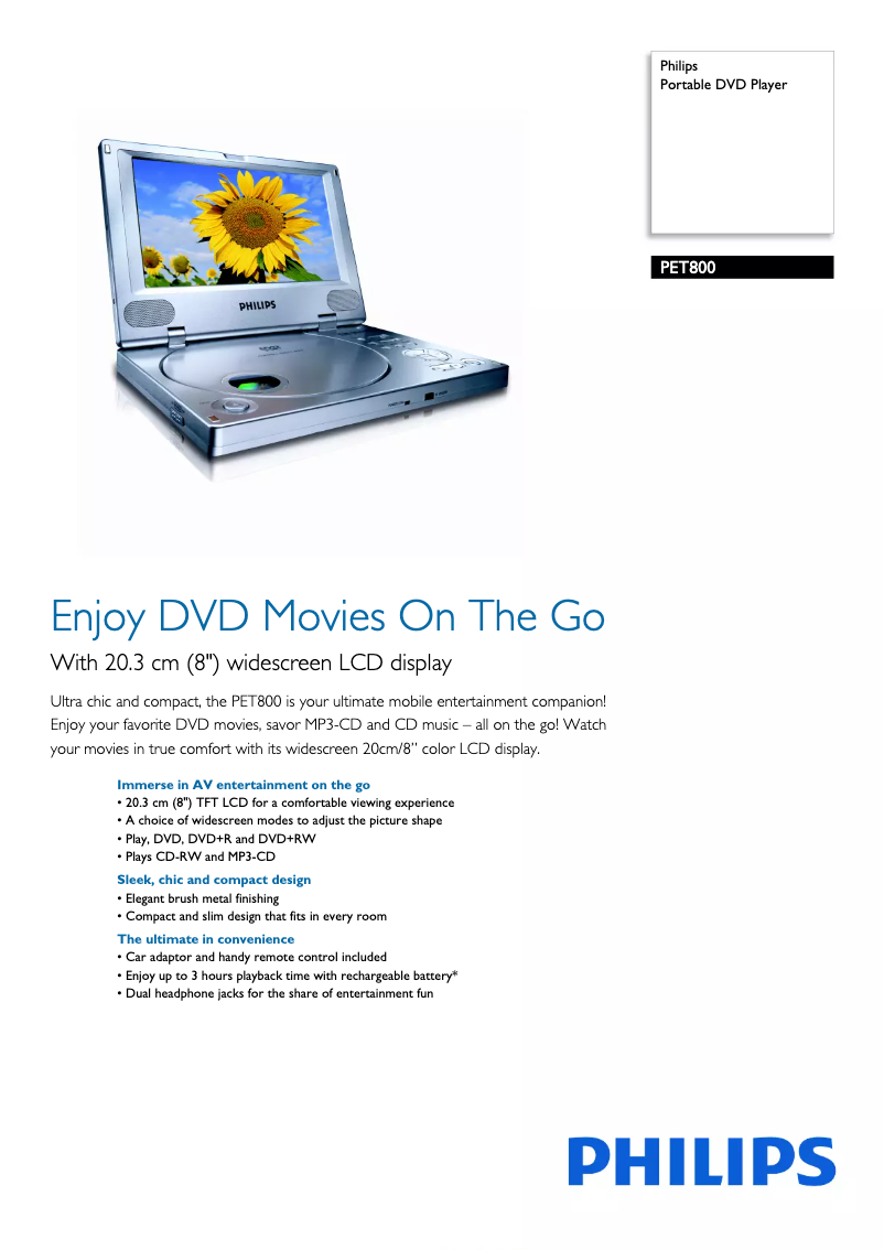 Image de la première page du manuel de l'appareil PET800