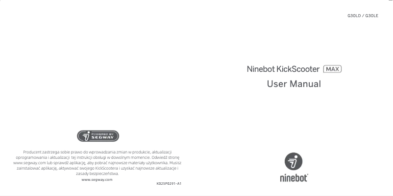 Page 1 de la notice Manuel utilisateur Segway Ninebot KickScooter MAX G30LE II
