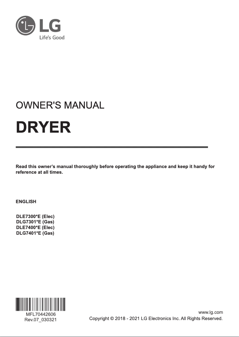 Página 1 del manual Manual de usuario LG DLG7401VE