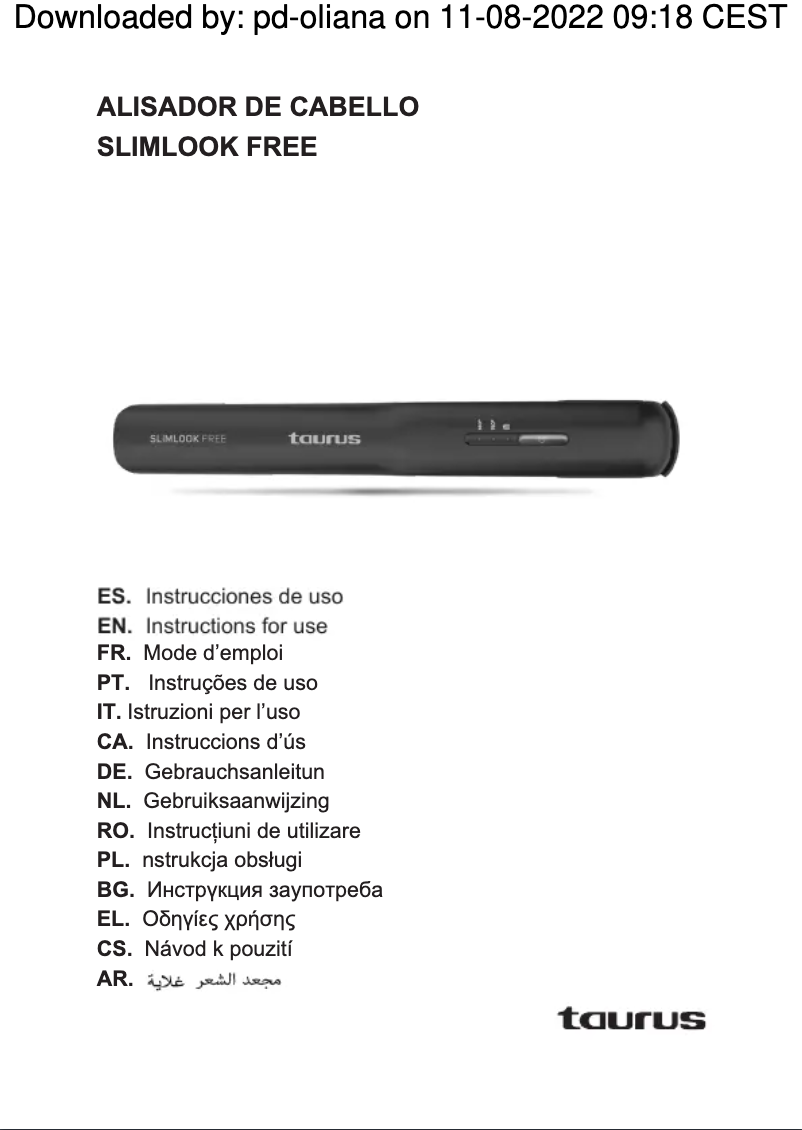 Page n°1 - Manuel utilisateur Taurus Slimlook Free