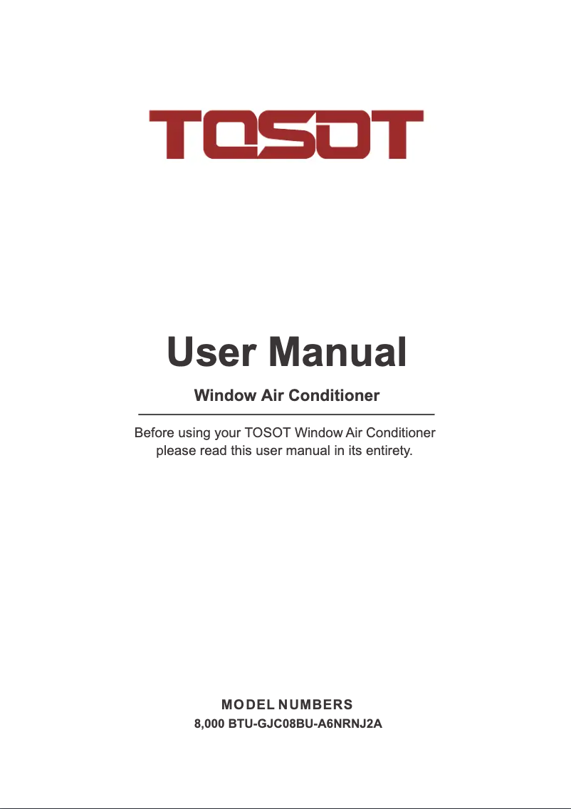 Page 1 de la notice Manuel utilisateur TOSOT GJC08BU-A6NRNJ2A