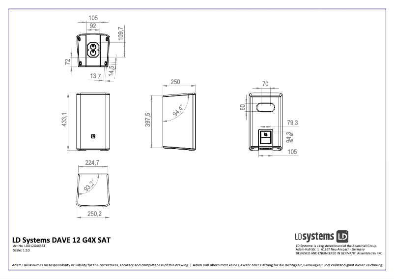 Page n°1 - Fiche technique LD Systems DAVE 12 G4X