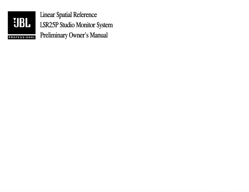 Page 1 de la notice Manuel utilisateur JBL LSR25P