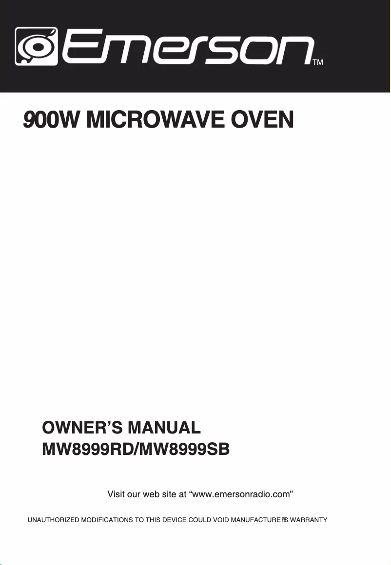 Page 1 de la notice Manuel utilisateur Emerson MW9998SB