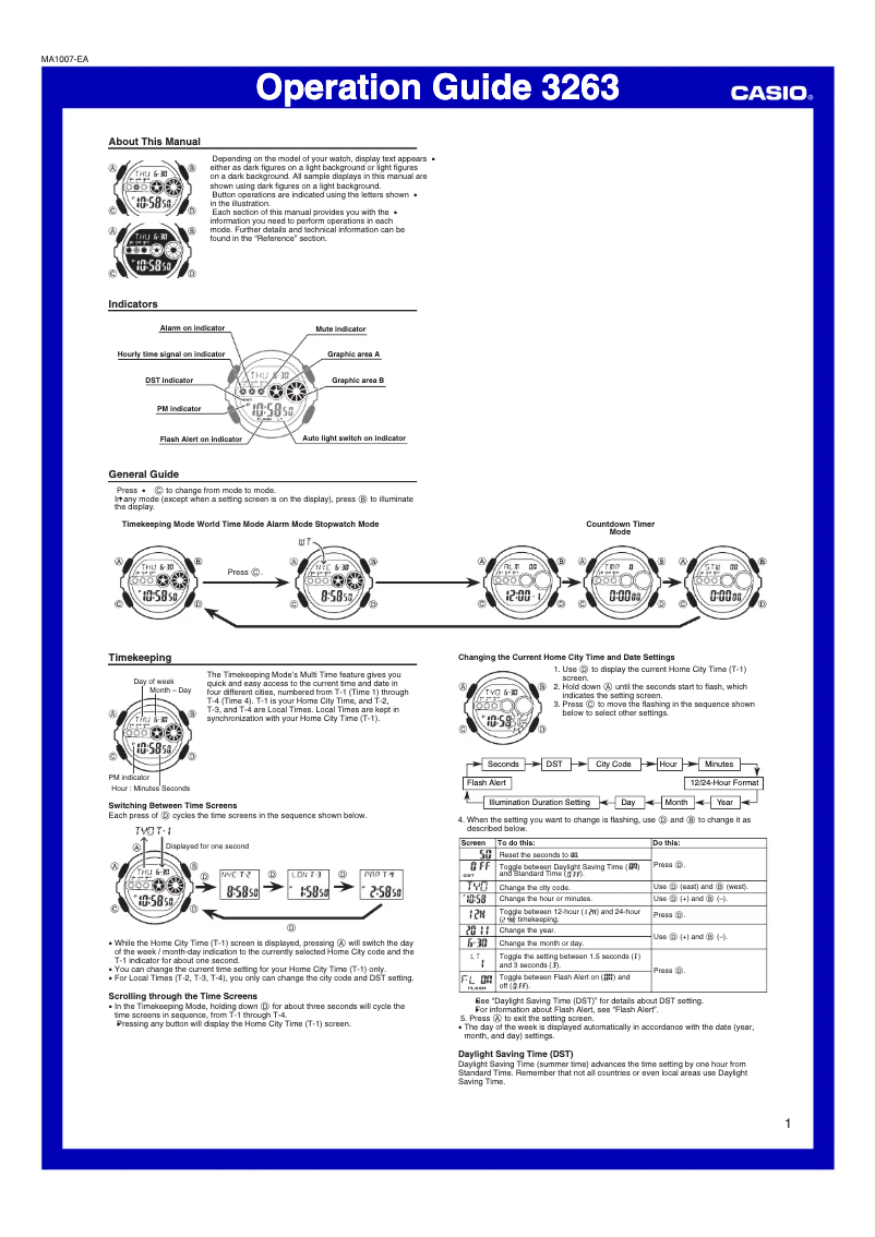 Image de la première page du manuel de l'appareil G-Shock GD-120CM-5ER