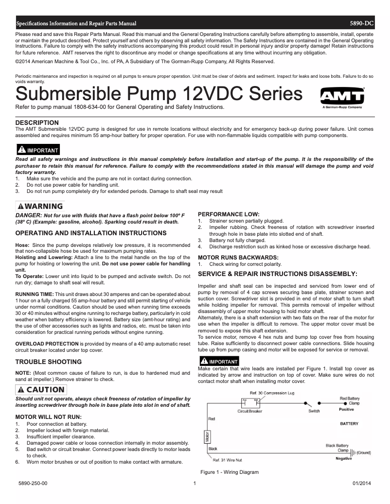 Page 1 de la notice Manuel utilisateur AMT 5890-DC