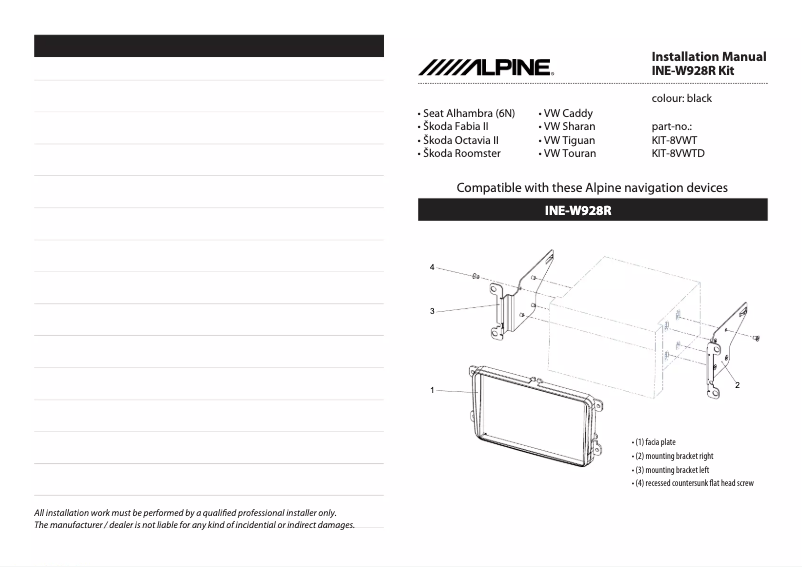 Page n°1 - Manuel utilisateur Alpine KIT-8VWT