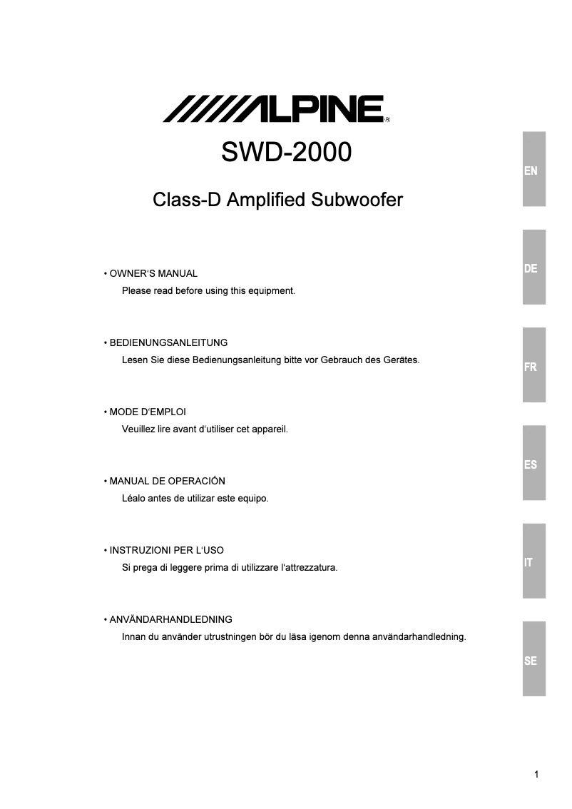 Imagen de la primera página del manual del dispositivo SWD-2000