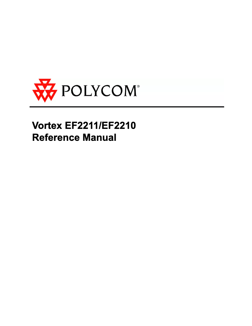 Page n°1 - Manuel utilisateur Polycom Vortex EF2210