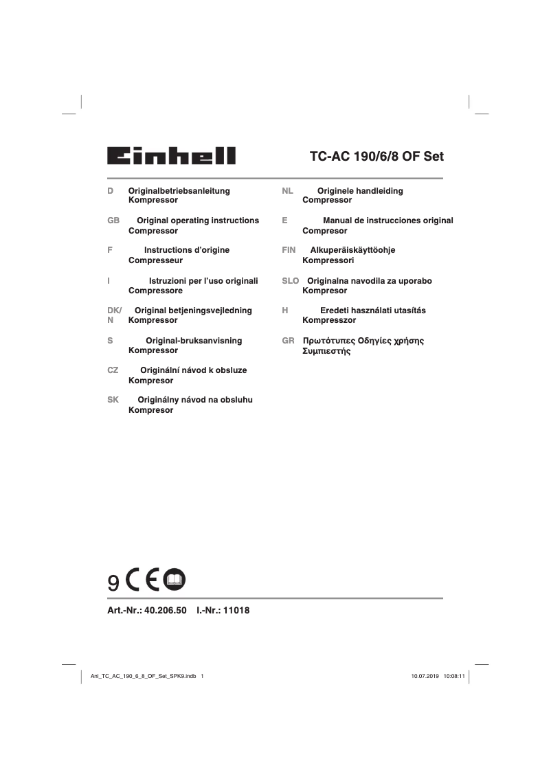 Image de la première page du manuel de l'appareil TC-AC 190/6/8 OF Set