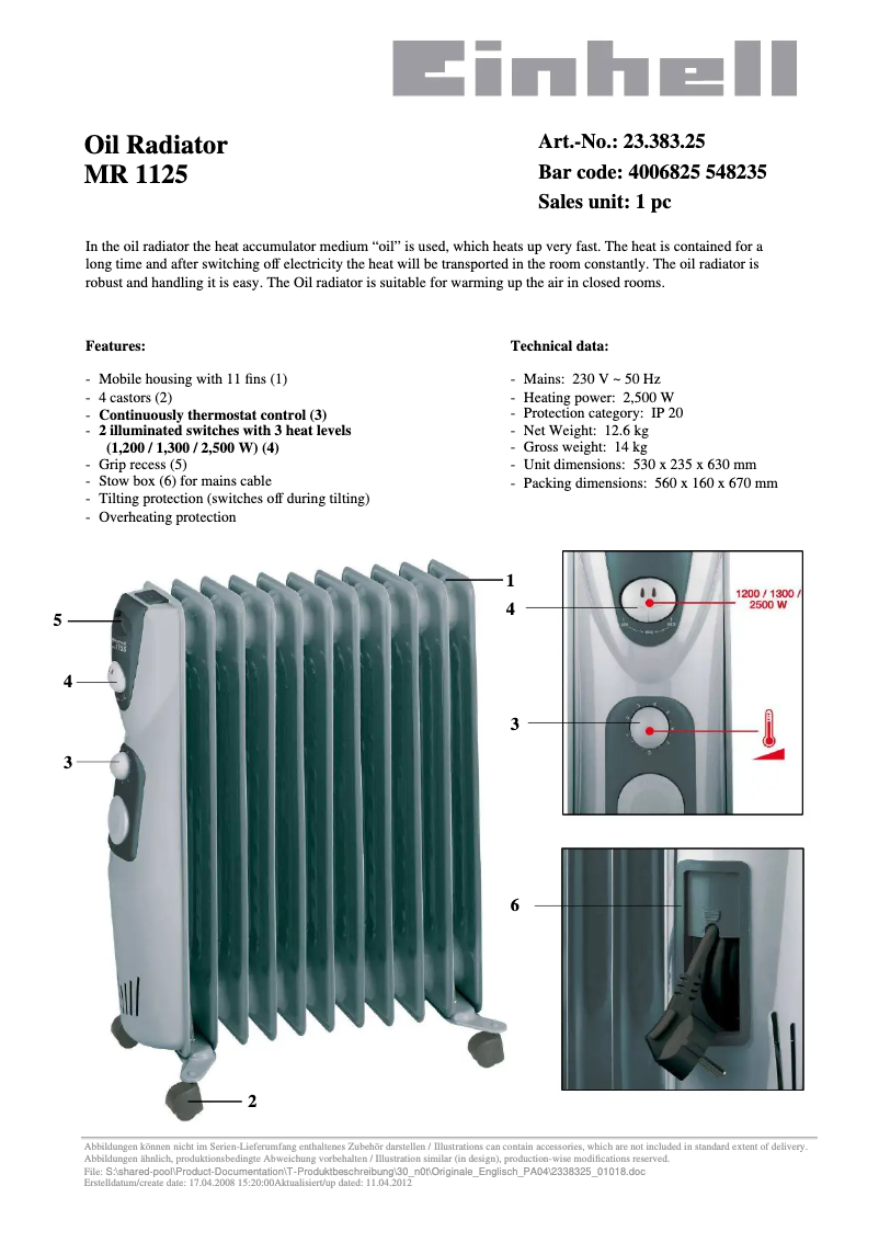 Image de la première page du manuel de l'appareil MR 1125