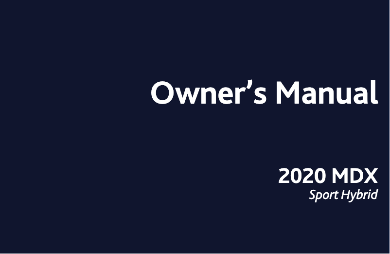 Page 1 de la notice Manuel utilisateur Acura MDX Sport Hybrid (2020)
