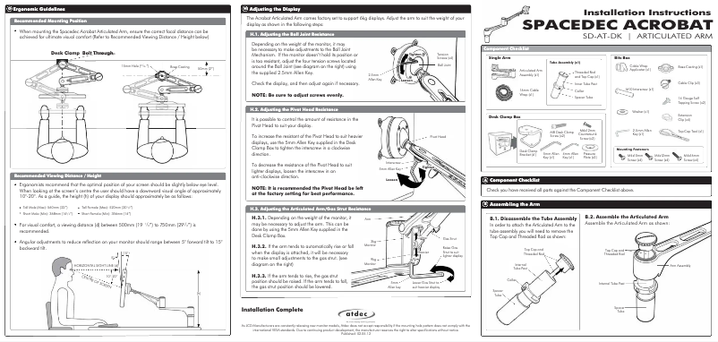Page 1 de la notice Manuel utilisateur Atdec SD-AT-DK-BK