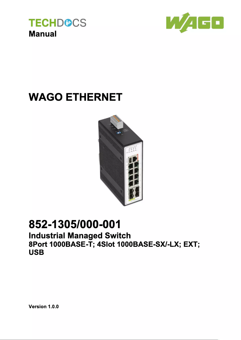 Page n°1 - Manuel utilisateur Wago 852-1305/000-001