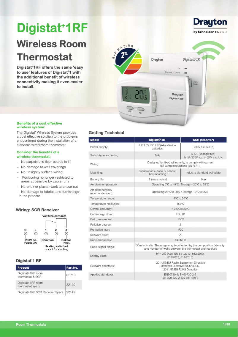 Page n°1 - Fiche technique Drayton Digistat+1RF