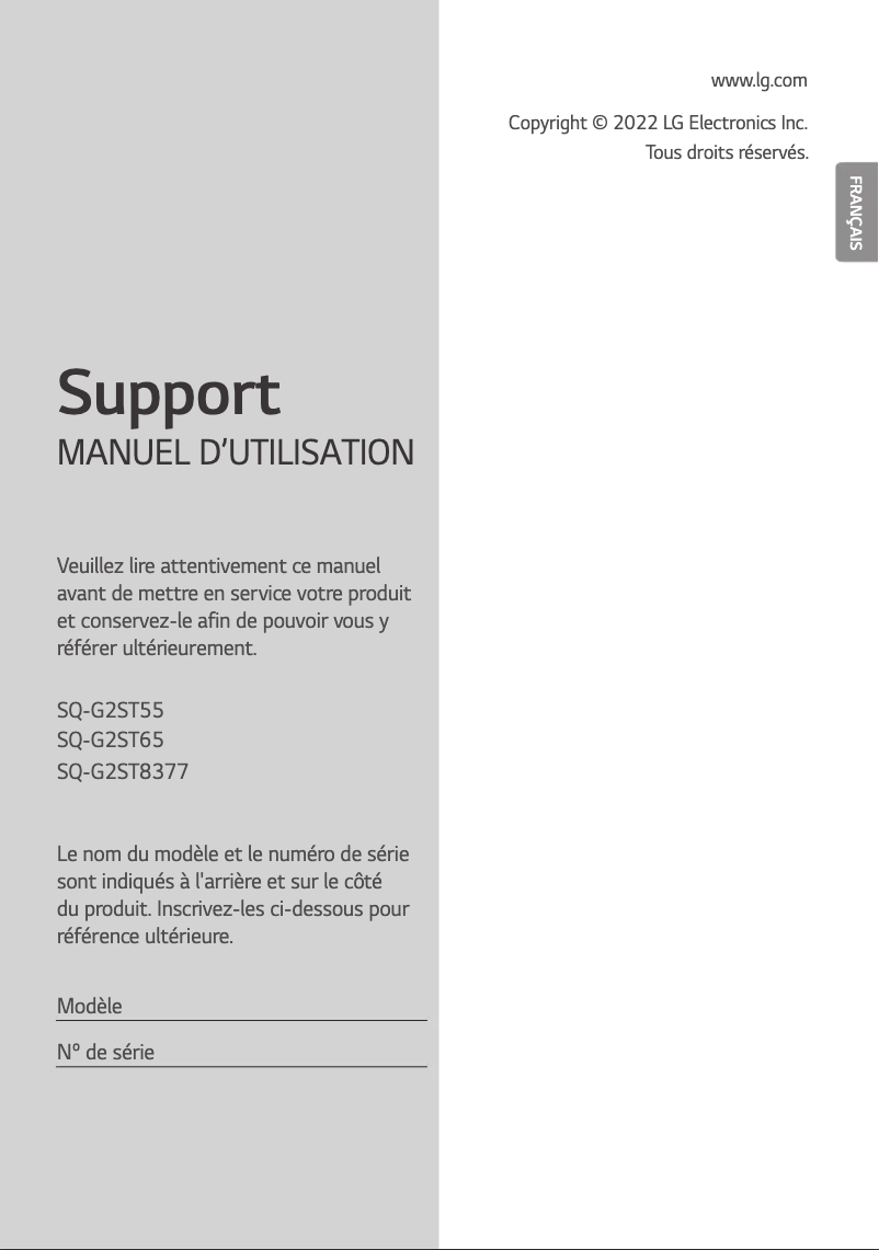 Image de la première page du manuel de l'appareil SQ-G2ST65