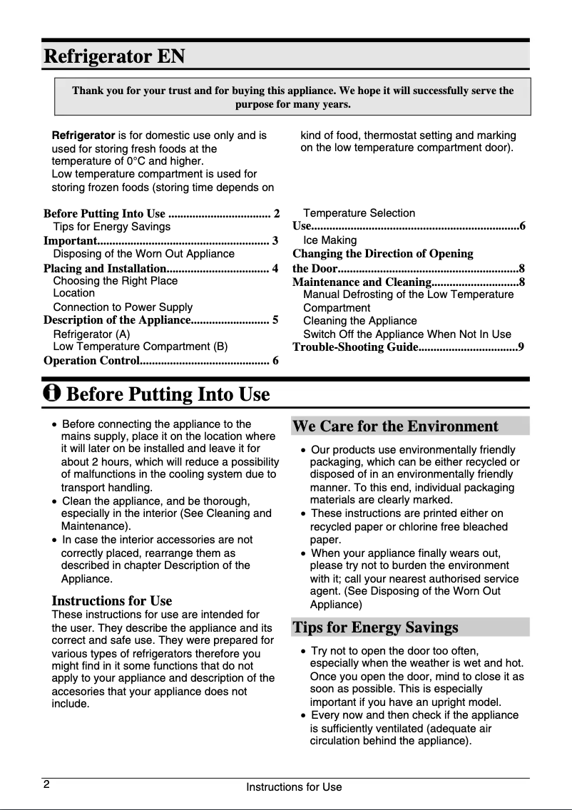 Page n°1 - Manuel utilisateur Gorenje RB 4135 W