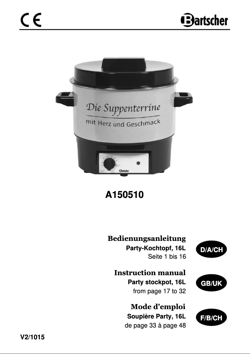 Page n°1 - Manuel utilisateur Bartscher A150510
