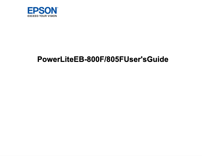 Page 1 de la notice Manuel utilisateur Epson PowerLite 800F