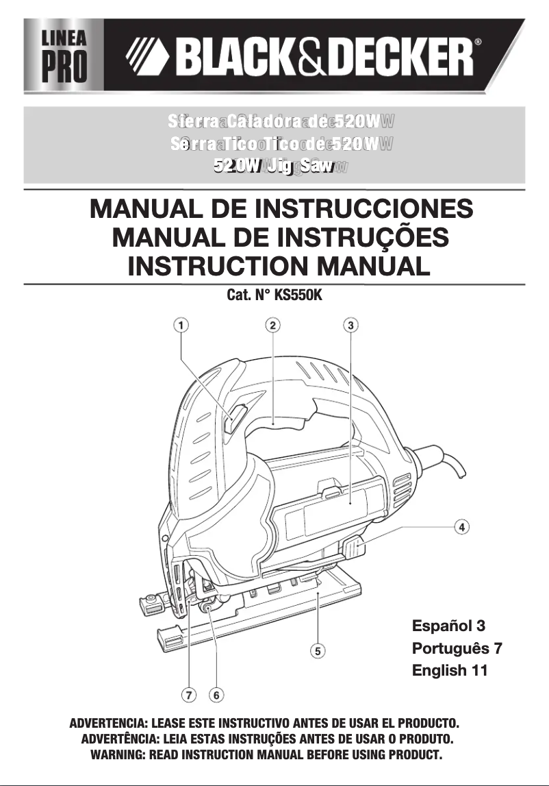 Page n°1 - Manuel utilisateur Black & Decker KS550K