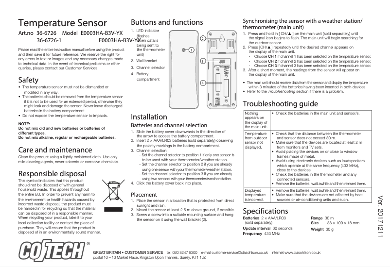 Imagen de la primera página del manual del dispositivo E0003HA-B3V-YX