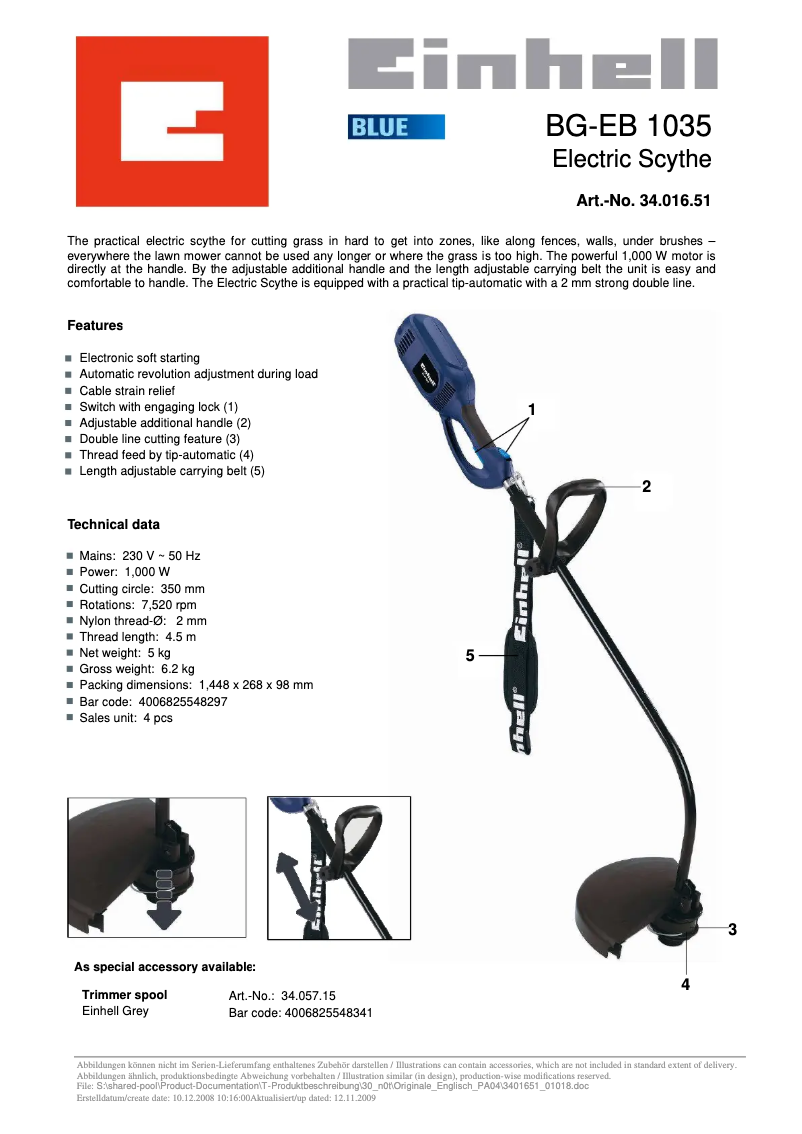 Image de la première page du manuel de l'appareil BG-EB 1035