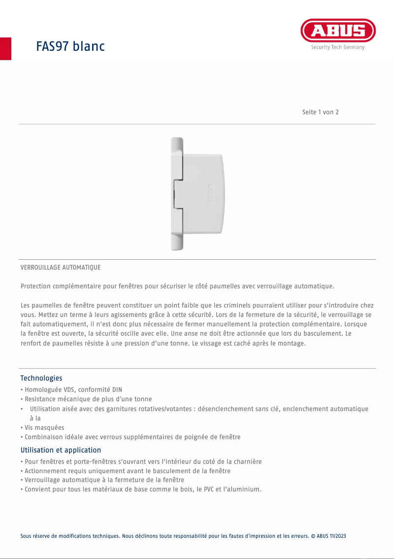 Image de la première page du manuel de l'appareil FAS 97