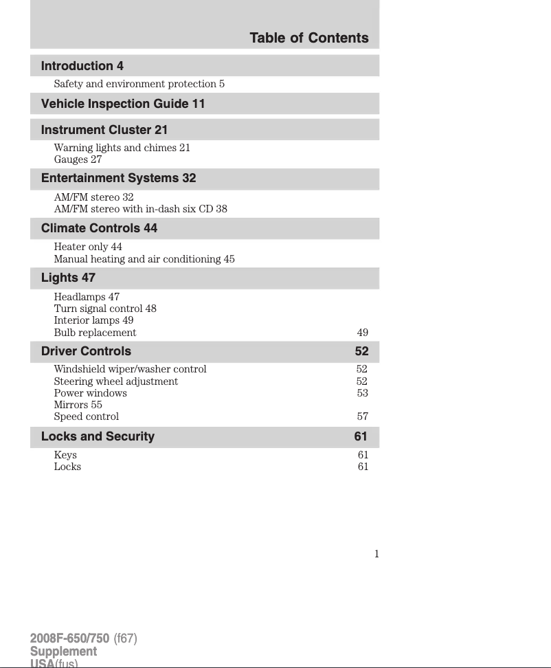 Page 1 de la notice Manuel utilisateur Ford F-750 (2008)
