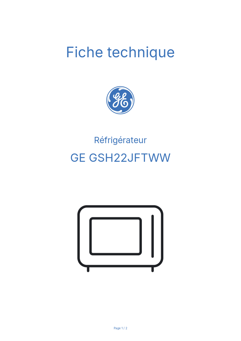 Image de la première page du manuel de l'appareil GSH22JFTWW