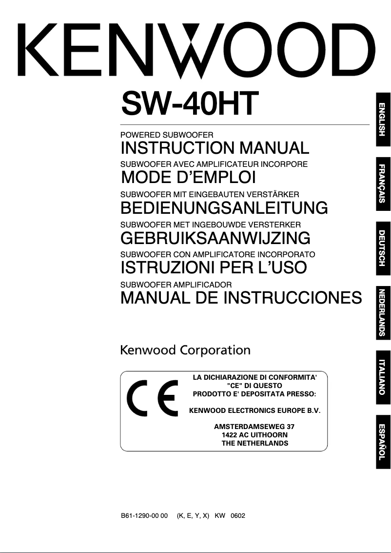 Image de la première page du manuel de l'appareil SW-40HT-BK