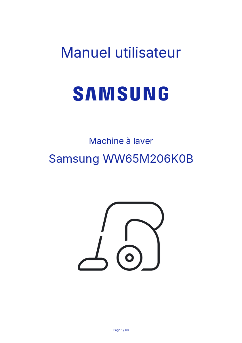 Page n°1 - Manuel utilisateur Samsung WW65M206K0B
