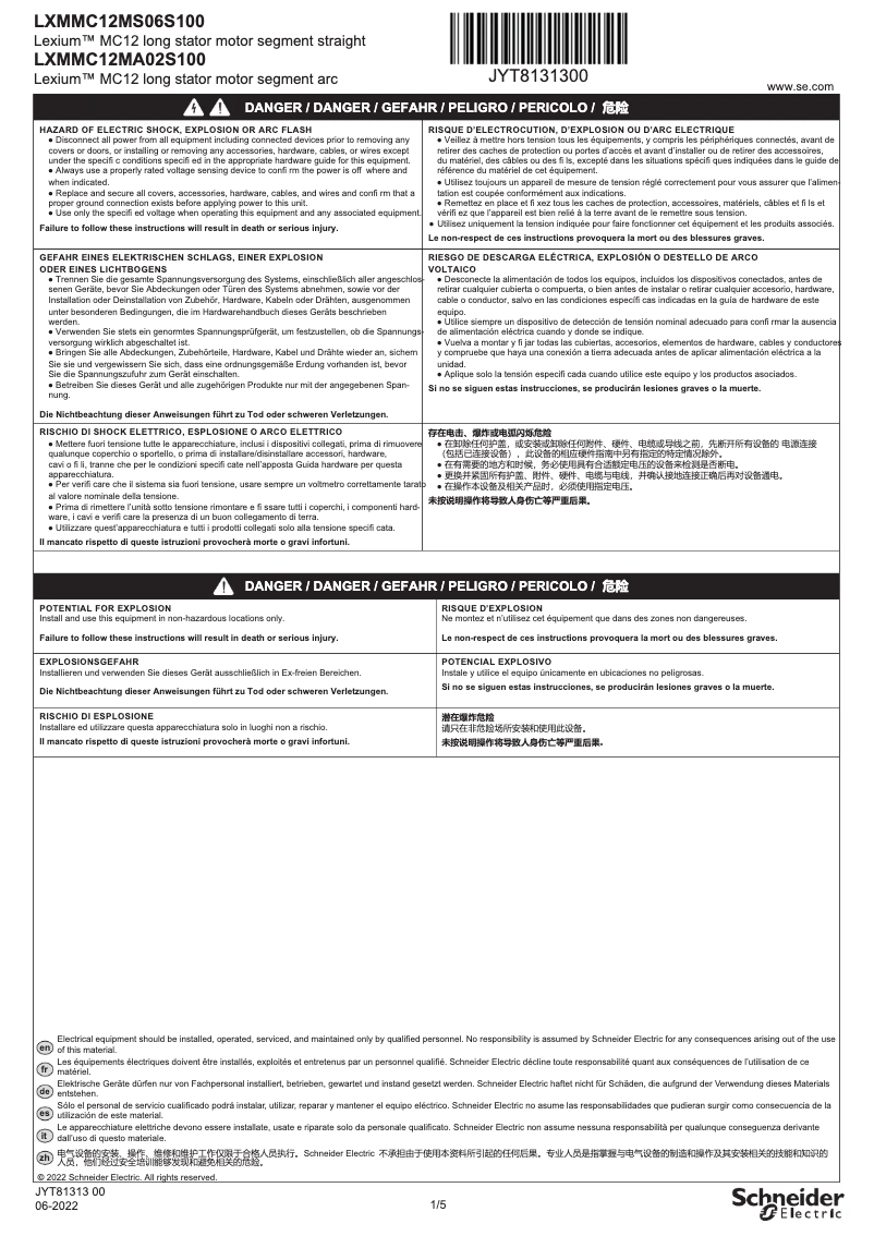 Page n°1 - Manuel utilisateur Schneider LXMMC12MA02S100
