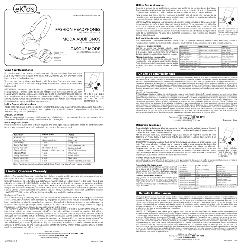 Page n°1 - Manuel utilisateur eKids M48.FX