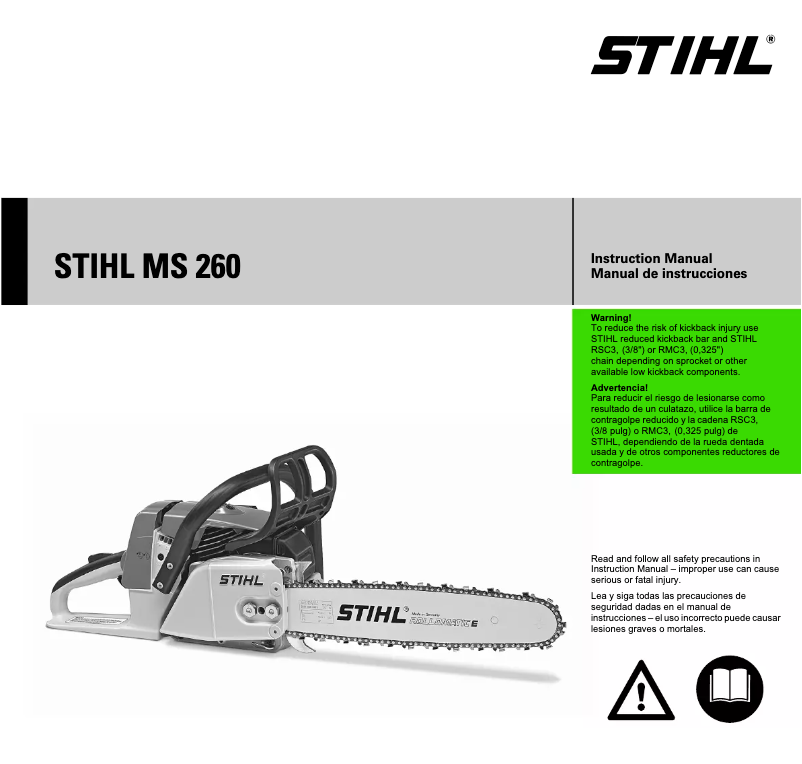 Page 1 de la notice Manuel utilisateur Stihl MS 260