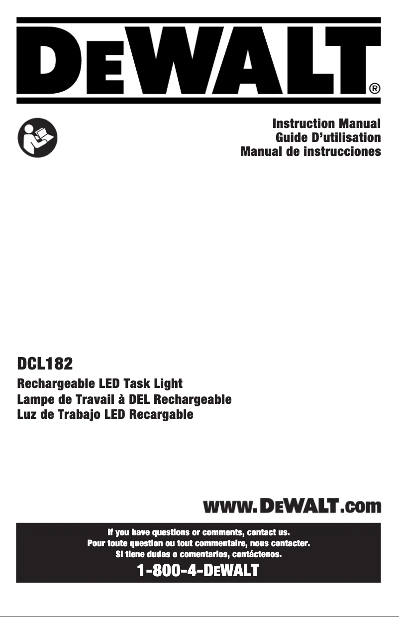 Page n°1 - Manuel utilisateur DeWalt DCL182