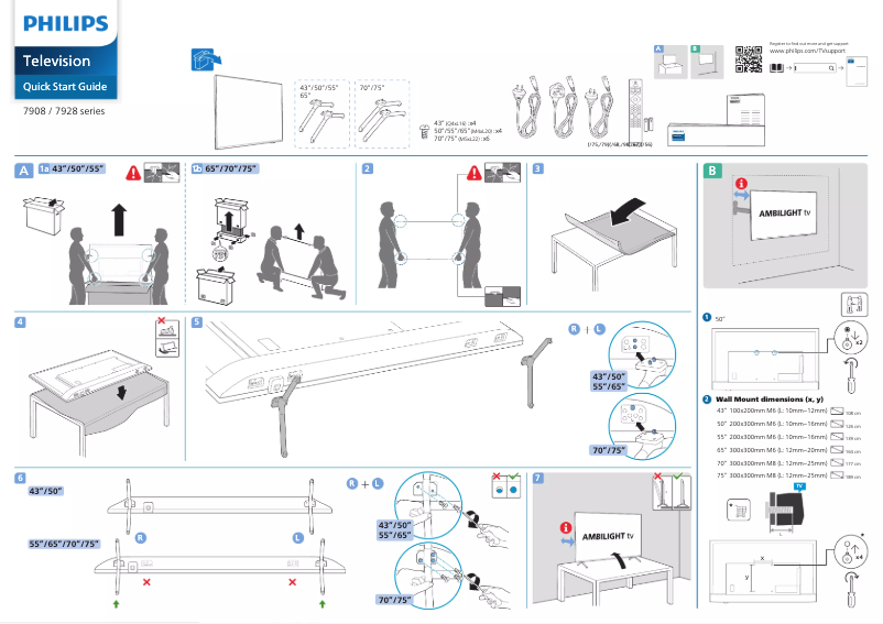 Page 1 de la notice Guide de démarrage rapide Philips 55PUD7908