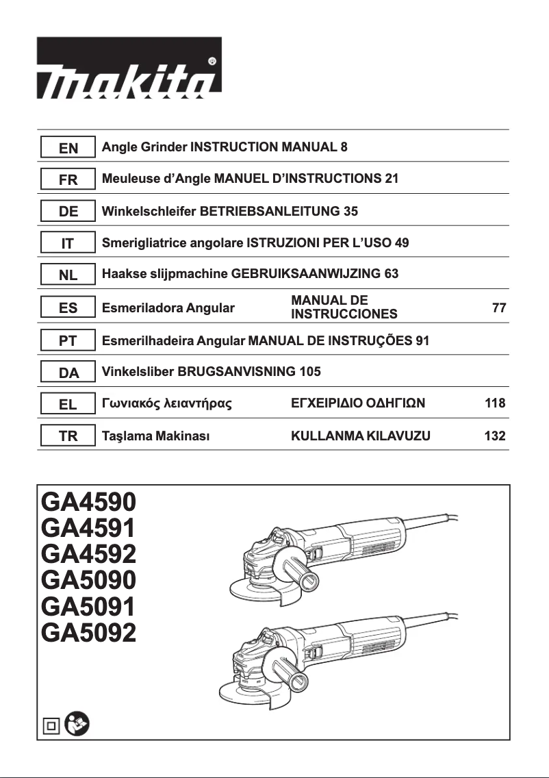 Page 1 de la notice Manuel utilisateur Makita GA5091