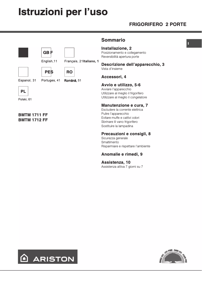Page 1 de la notice Manuel utilisateur Hotpoint Ariston MTM 1712 FF B