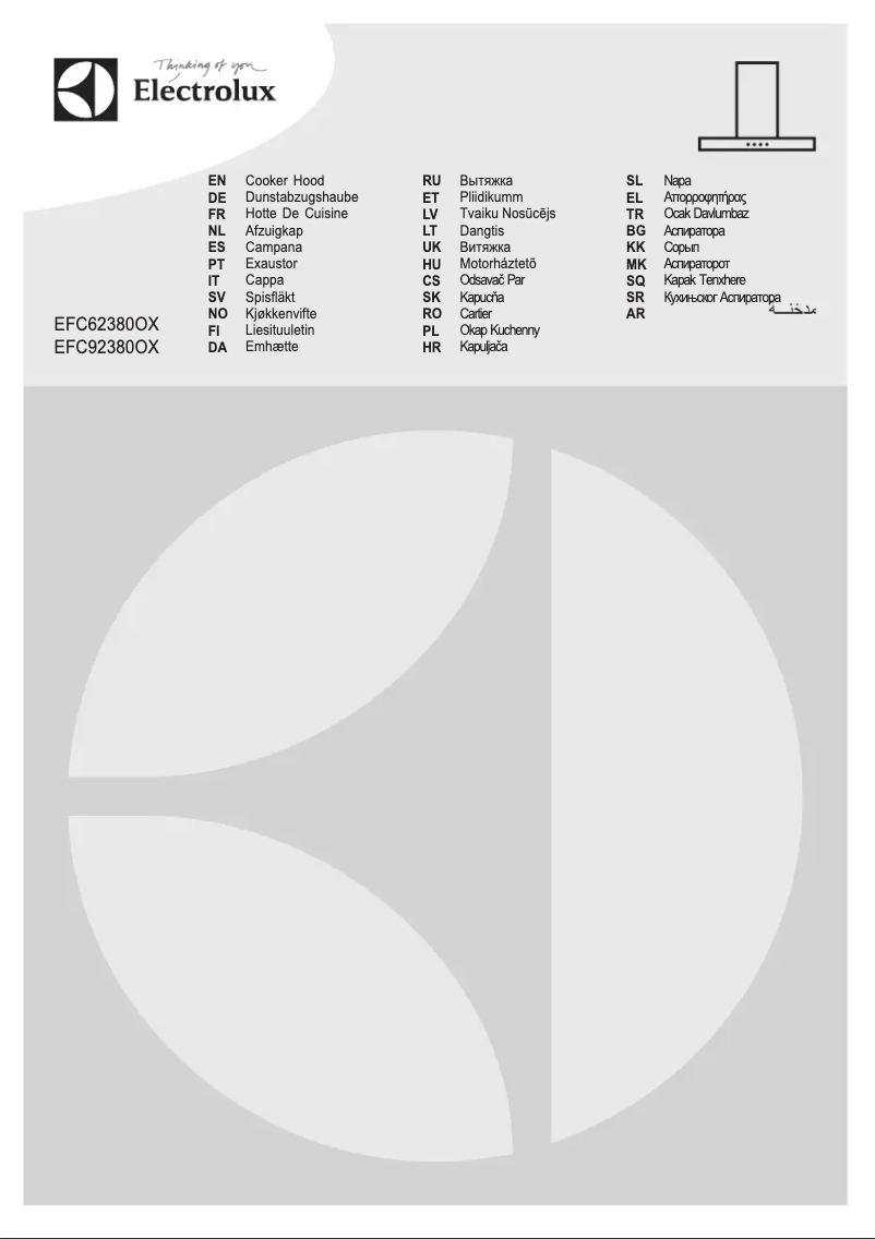 Page 1 de la notice Manuel utilisateur Electrolux EFC92380OX