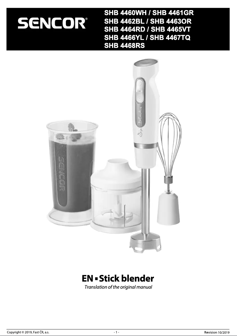 Page 1 de la notice Manuel utilisateur Sencor SHB 4464RD