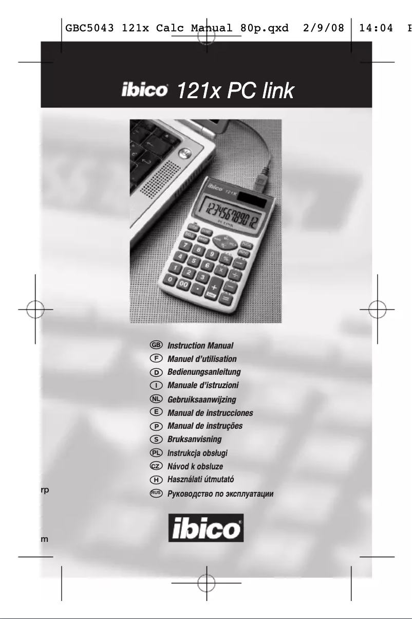 Page n°1 - Manuel utilisateur Ibico 121x