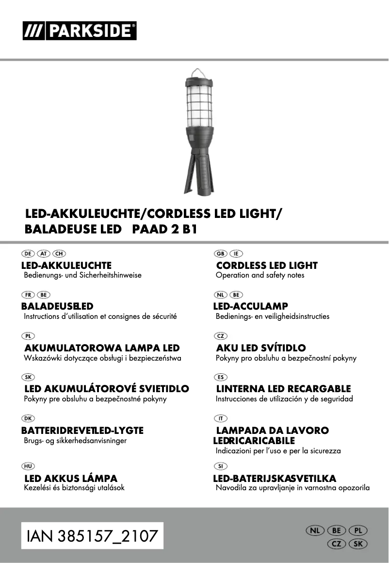 Page 1 de la notice Manuel utilisateur Parkside PAAD 2 B1